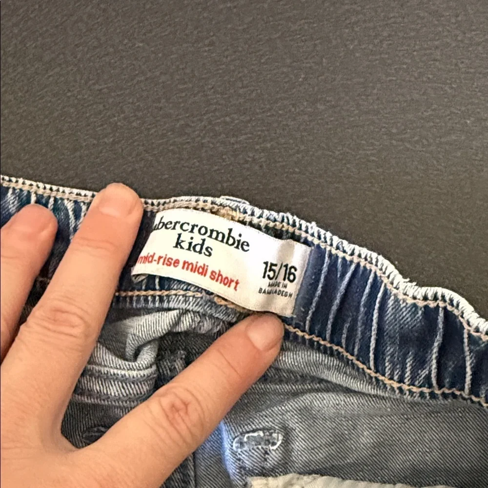 abercrombie kids Light Blue Distressed Denim Shorts